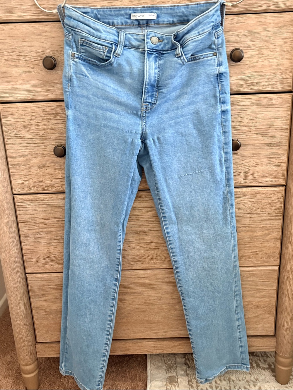 Nine West Light Blue High-Rise Straight Leg Jeans